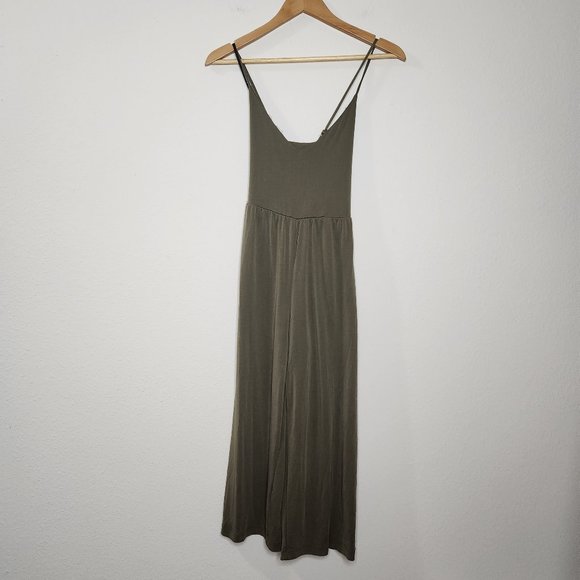Forever 21 Women's Small Army Green Crop Wide Leg Strappy Summer Jumpsuit - Picture 1 of 7